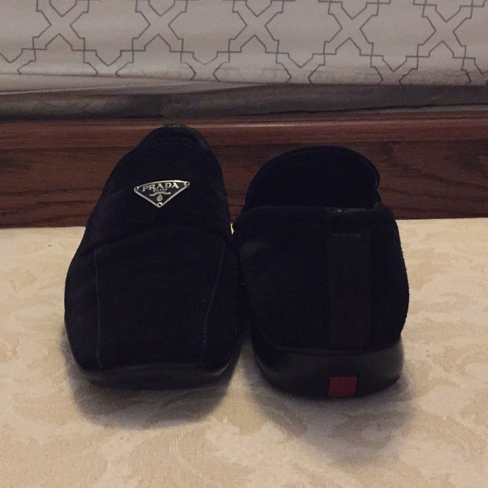 Vintage Prada black suede loafers